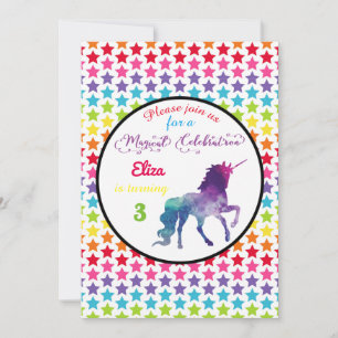 Unicornio de Estrellas de Arcoíris - Invitación de