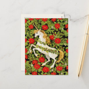 Unicornio de Navidad Alegre Rojo Verde Blanco