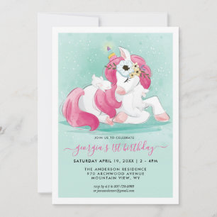 Unicornio de primavera Invitación de fiesta de c