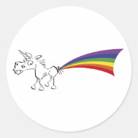 Unicornio despidiendo a pegatinas del arco iris