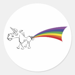 Unicornio despidiendo a pegatinas del arco iris