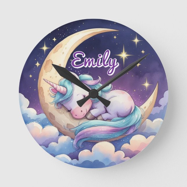 Unicornio durmiente en reloj con nombre editable e (Anverso)