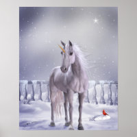 Unicornio en la impresión de Posters de nieve