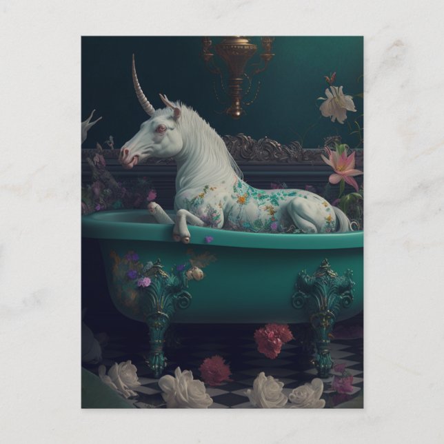 Unicornio en la postal de la bañera (Anverso)