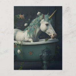 Unicornio en la postal de la bañera