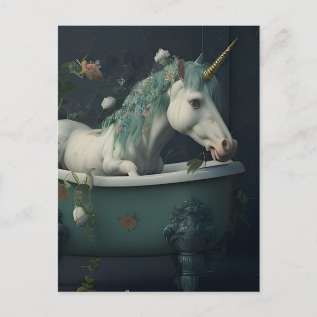 Unicornio en la postal de la bañera (Anverso)