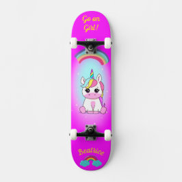 Unicornio en patineta con subtítulos personalizado