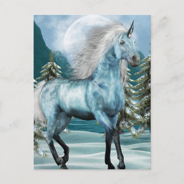 Unicornio en postal lunar (Anverso)