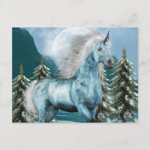 Unicornio en postal lunar