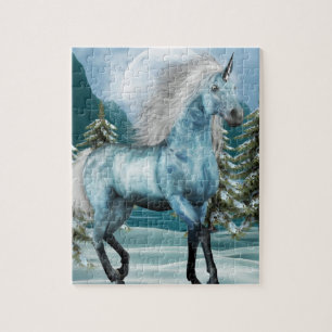 Unicornio en rompecabezas del claro de luna