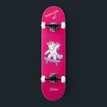 Unicornio en skateboard para niños<br><div class="desc">Unicornio en skateboard con leyendas personalizadas Unicorn Skateboard Personalizada HAGA CLIC en PERSONALIZAR LA OPCIÓN PLANTILLA E INTRODUCIR EL NOMBRE. También puede personalizado otras leyendas. Patinaje Guay diseñado con colores vivos y para el fondo y un funky unicornio montando una patineta. Este Skateboard es un gran regalo para un amante...</div>