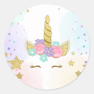 Unicornio Face Favor Etiquetas Magníficas cumplea