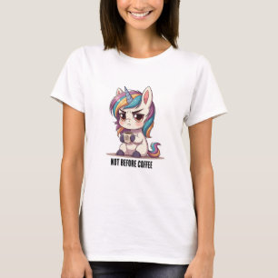 Unicornio gruñón con camiseta de café