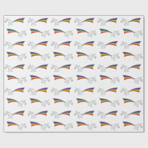 Unicornio haciendo un papel de envolver arcoiris