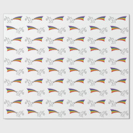 Unicornio haciendo un papel de envolver arcoiris