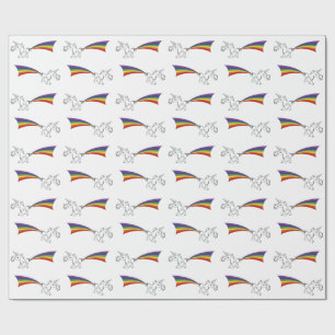 Unicornio haciendo un papel de envolver arcoiris