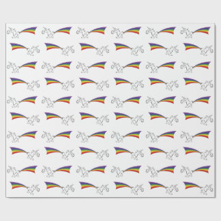 Unicornio haciendo un papel de envolver arcoiris