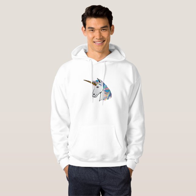 unicornio holográfico mens sudadera capucha (Anverso completo)