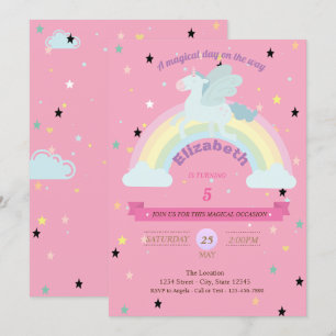 Unicornio, invitaciones al cumpleaños del arcoiris