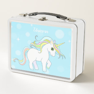Unicornio lindo sobre azul claro