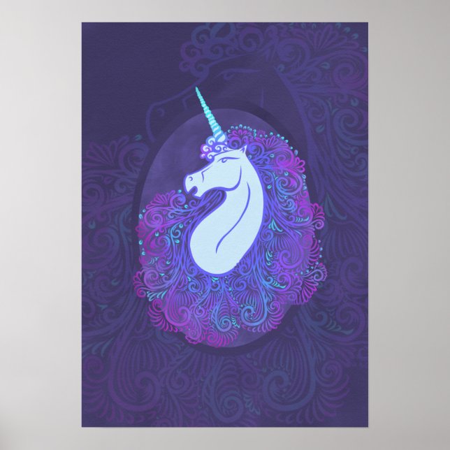 Unicornio morado encantado | Arte de fantasía míst (Frente)