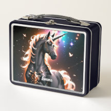 Unicornio negro con guión de nombre personalizado 