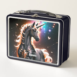 Unicornio negro con guión de nombre personalizado