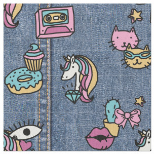 unicornio parches tela de denim