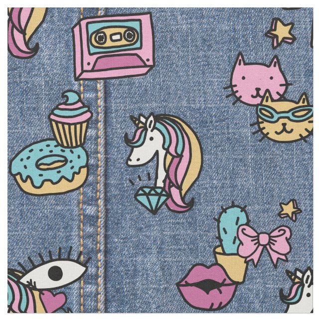 unicornio parches tela de denim (De cerca)