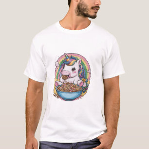 Unicornio positivo con tazón de cereal camiseta de