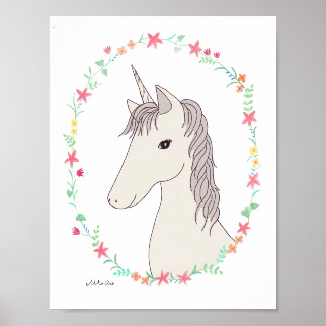 Unicornio, Poster de unicornio, imprime decoración (Frente)