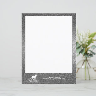 Unicornio purpurina y estrellas   Hoja de papel pl