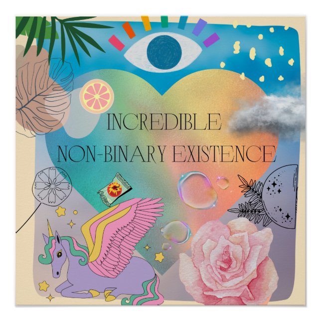 unicornio transgénero no binario poster (Anverso)