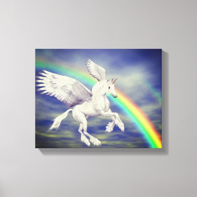 Unicornio volando sobre arte de caballo con fantas (Anverso)