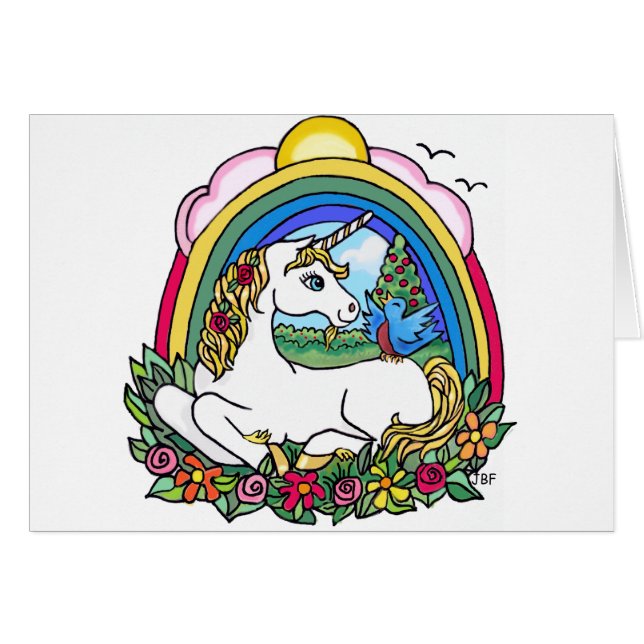 Unicornio y arcoiris (Anverso (Horizontal))
