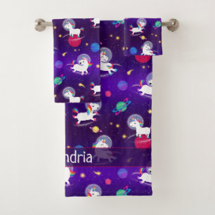 Unicornios Arcoíris En Espacio Morado Ombre