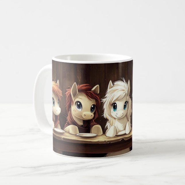 Unicornios cenando tazas de café (Anverso izquierdo)