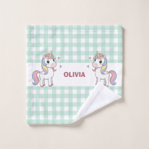 Unicornios de dibujos animados lindos a cuadros
