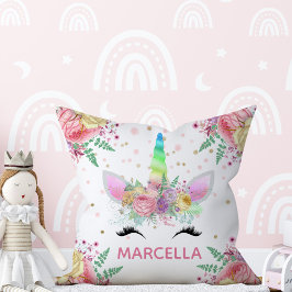 Unicornios en almohada reversible en flor