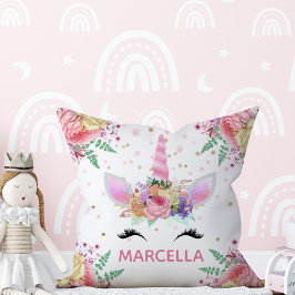 Unicornios en almohada reversible en flor
