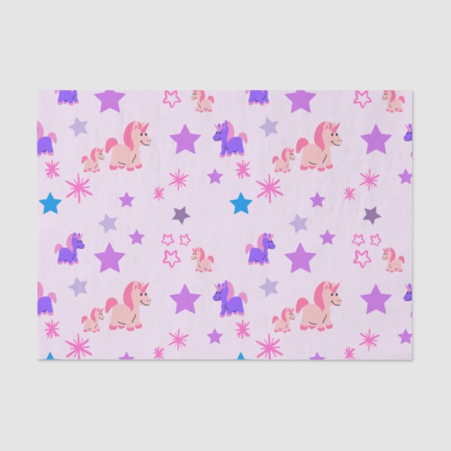 Unicornios y estrellas de papel de tejidos (Anverso)