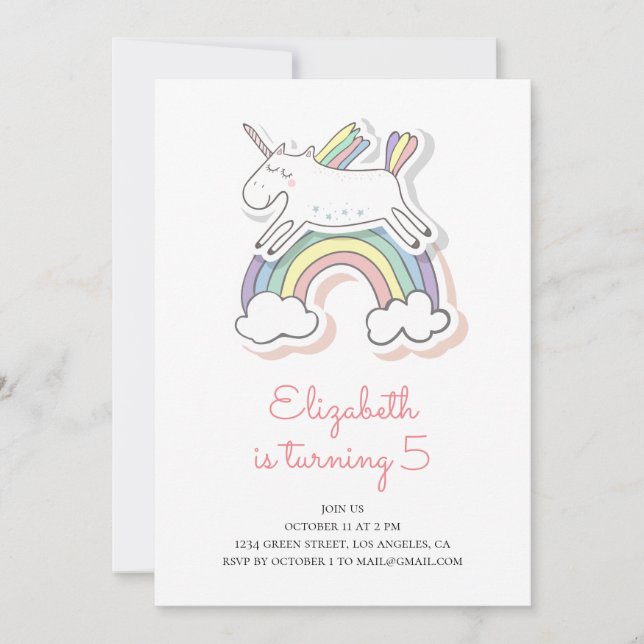 Unicorno. Invitación a la fiesta de cumpleaños. Ni (Anverso)