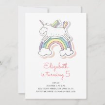 Unicorno. Invitación a la fiesta de cumpleaños. Ni