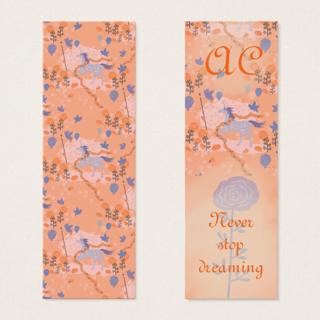 Unicorn's Birthday Party Personalized  Bookmark (Anverso y reverso)