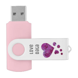Unidad flash USB de corazones acrílicos rosados