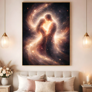 Unión Celestial – Arte de Pareja Cósmica Abstracta