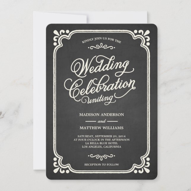Unión de calkboard | Invitación a la boda (Anverso)