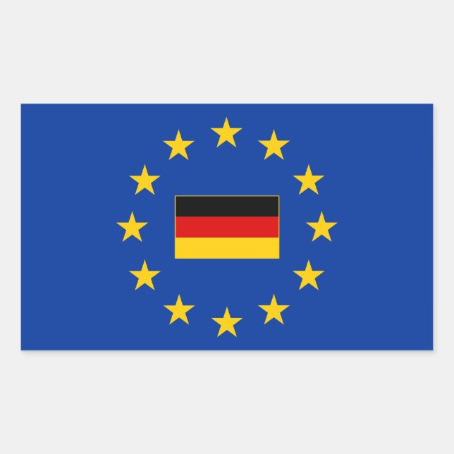 Unión Europea Alemania Rectangle Pegatina (Anverso)