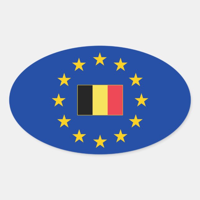 Unión Europea Bélgica Pegatina Oval (Anverso)