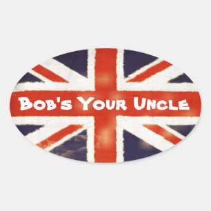 Union Jack Bobs tu tío Pegatina Óval